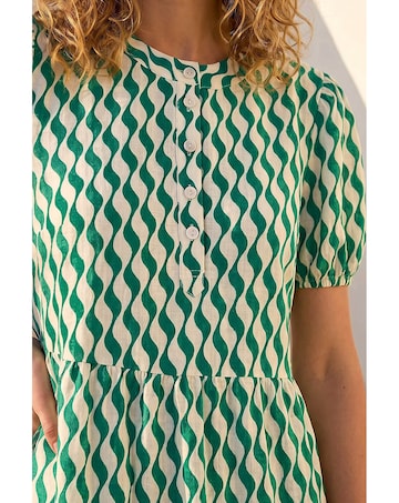 Roman Geo Print Button Shirt Midi Dress