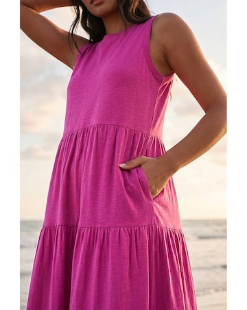 Roman Tiered Midi Smock Dress