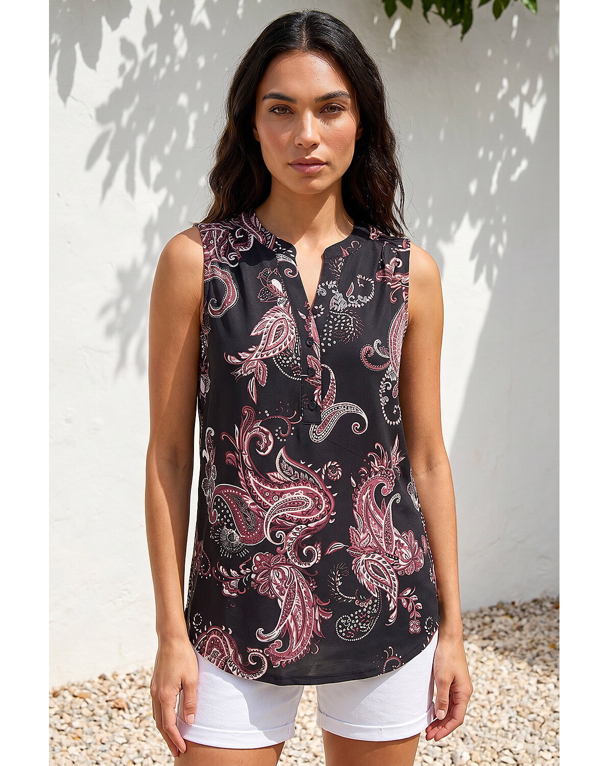 New In - Roman Paisley Puff Print Vest Top