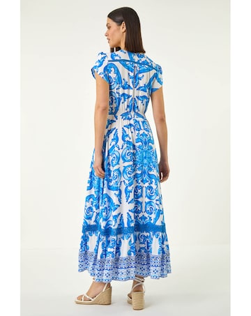Roman Border Print Button Dress