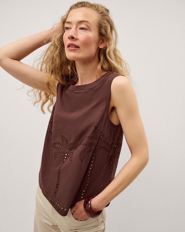 Monsoon Eden Palm Cutwork Tank Top
