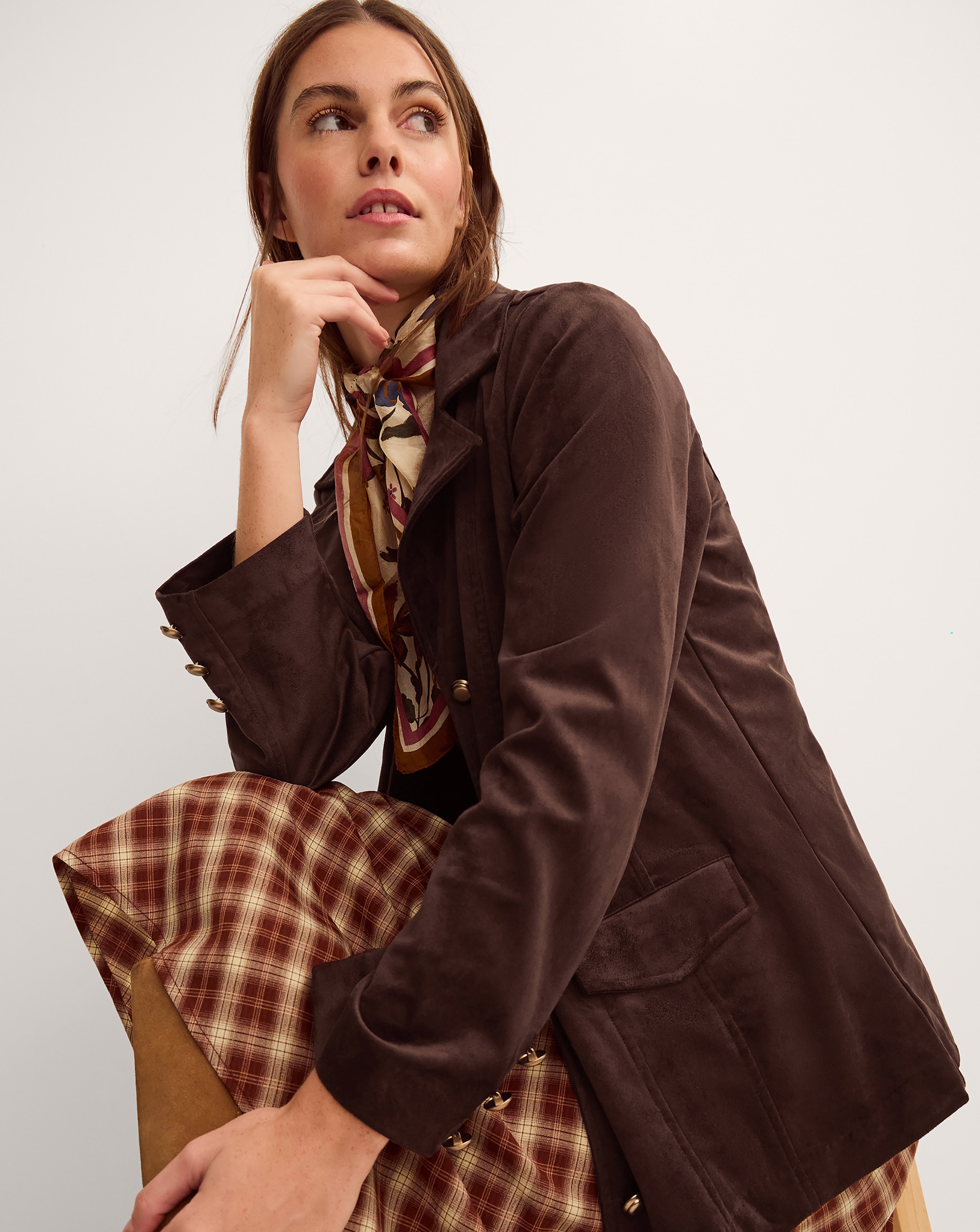 New In - Monsoon Eva Faux Suede Longline Jacket
