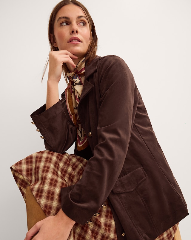 Monsoon Eva Faux Suede Longline Jacket