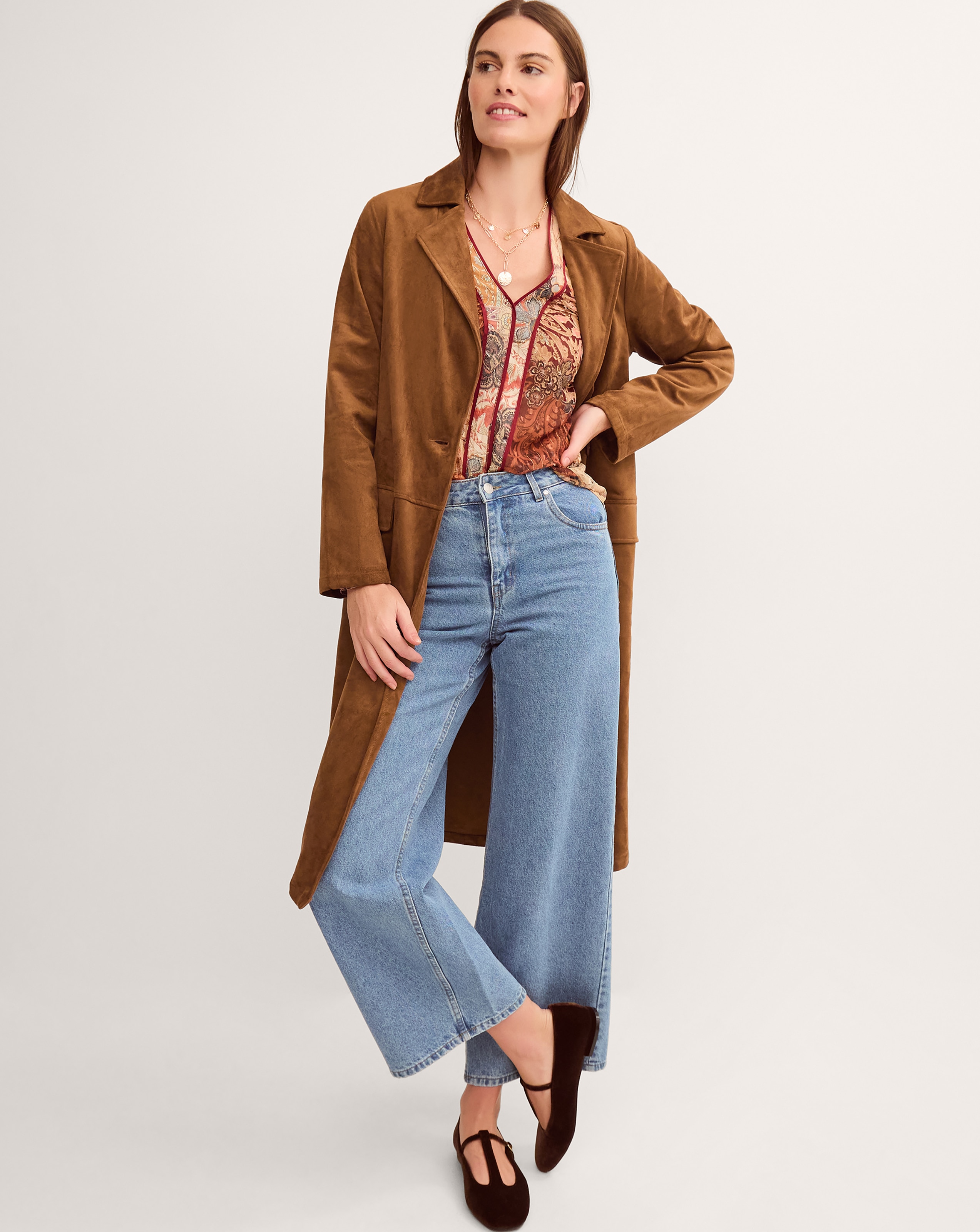 New In - Monsoon Tove Faux Suede Coat