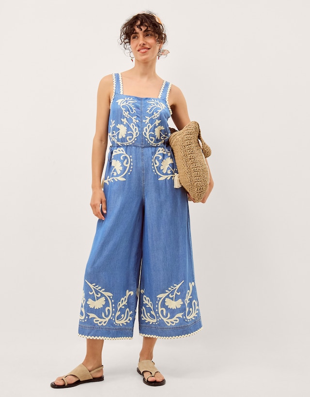 Monsoon Stella Denim Culotte Jumpsuit