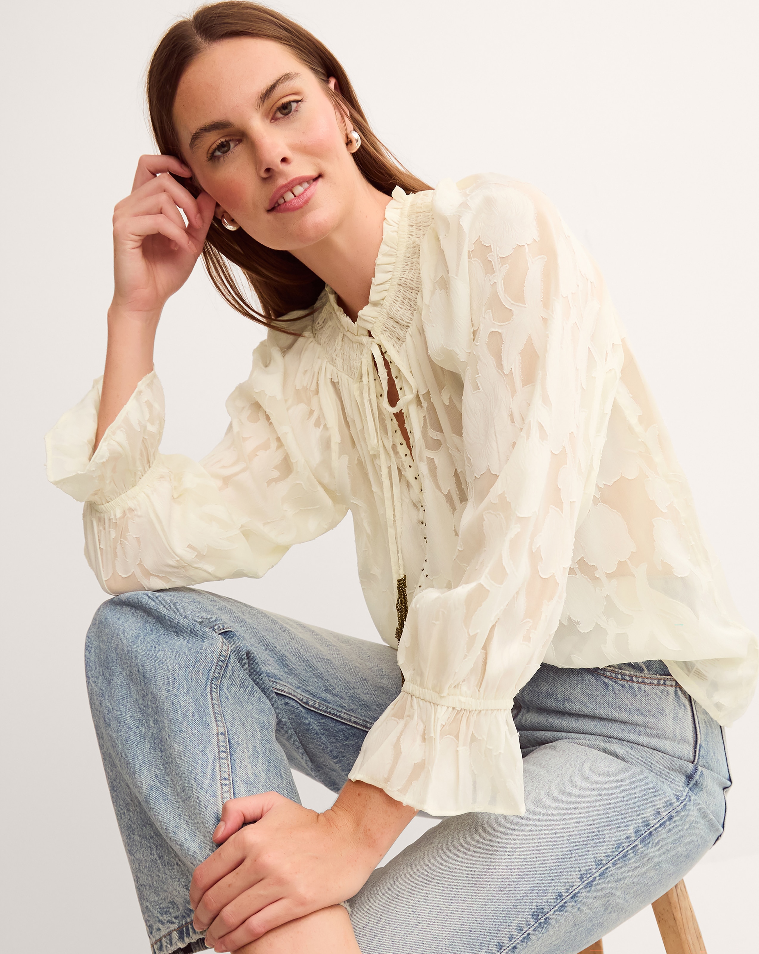 New In - Monsoon Lyra Sheer Blouse