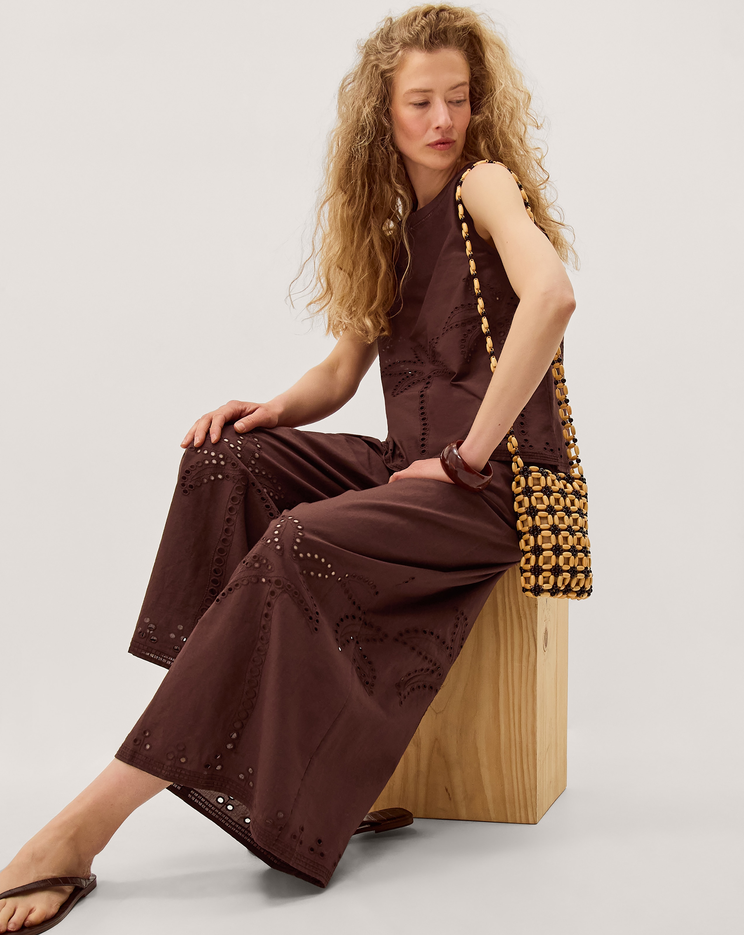 New In - Monsoon Eden Cutwork Wide Leg Trousers