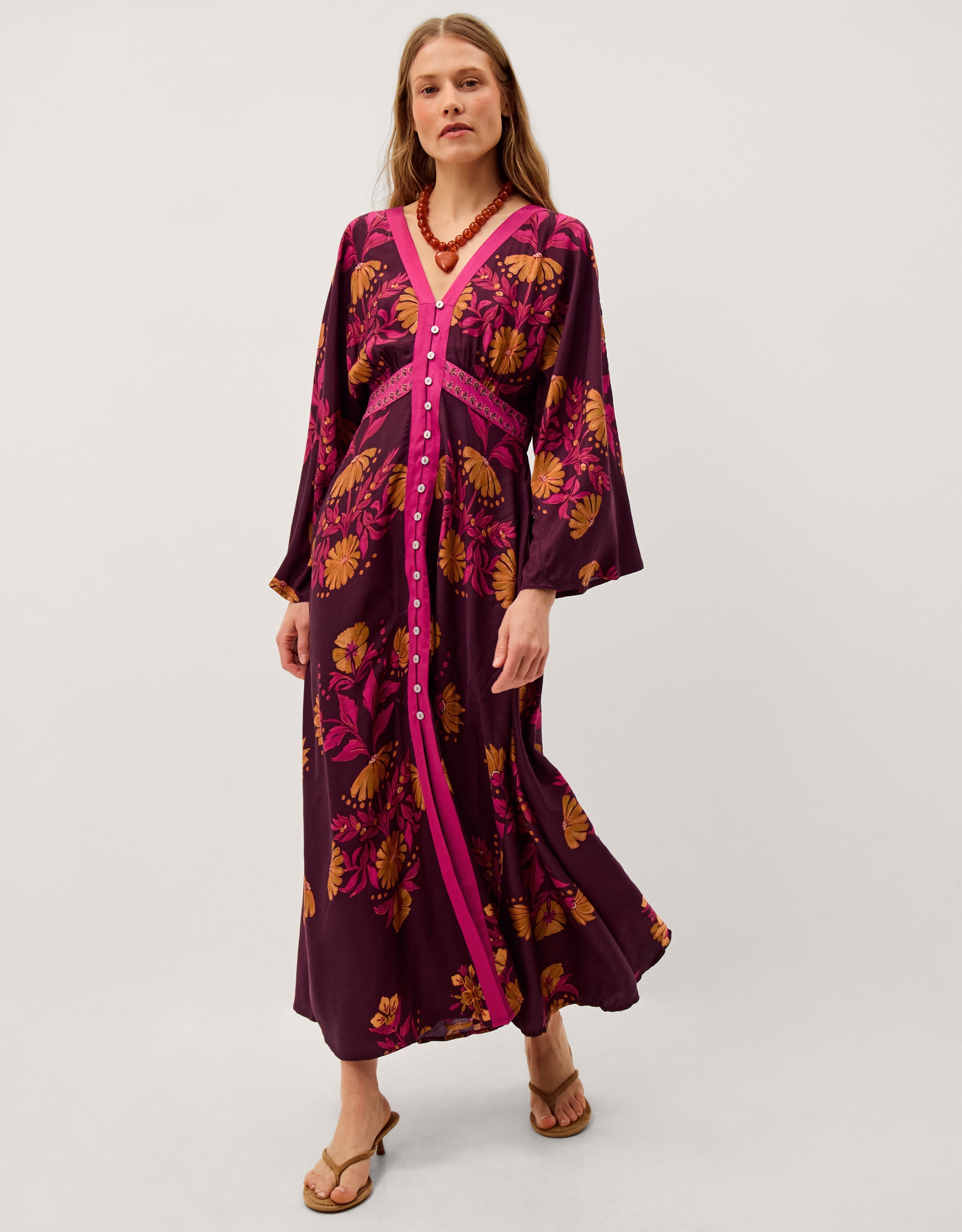 New In - Monsoon Koa Long Sleeve Midi Dress