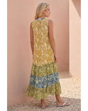 Roman Patchwork Print Tiered Maxi Dress