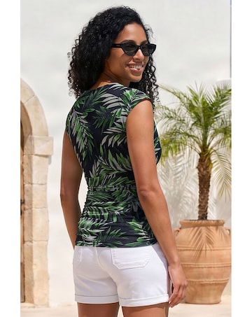 Roman Palm Print Mesh Vest