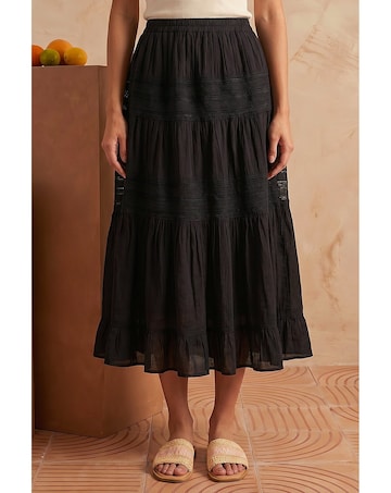 Roman Lace A-Line Midi Skirt