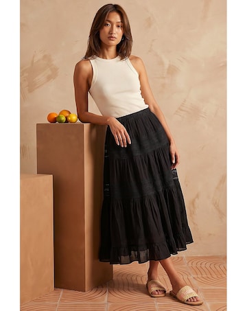 Roman Lace A-Line Midi Skirt
