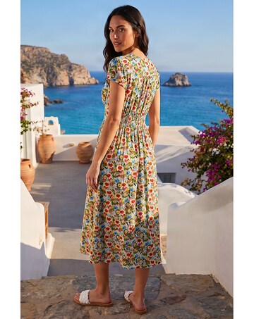 Roman Floral Print Tea Midi Dress