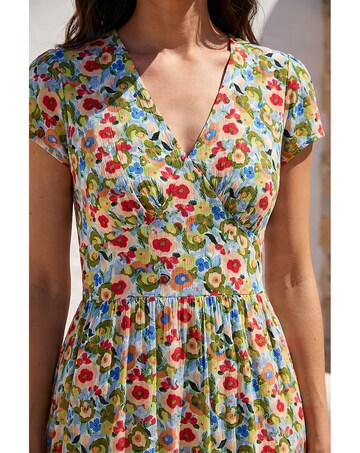 Roman Floral Print Tea Midi Dress