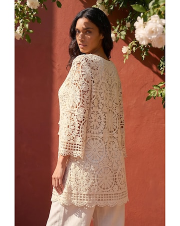 Roman Crochet Tie Front Knit Tunic