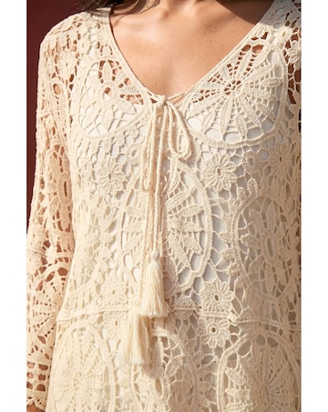 Roman Crochet Tie Front Knit Tunic