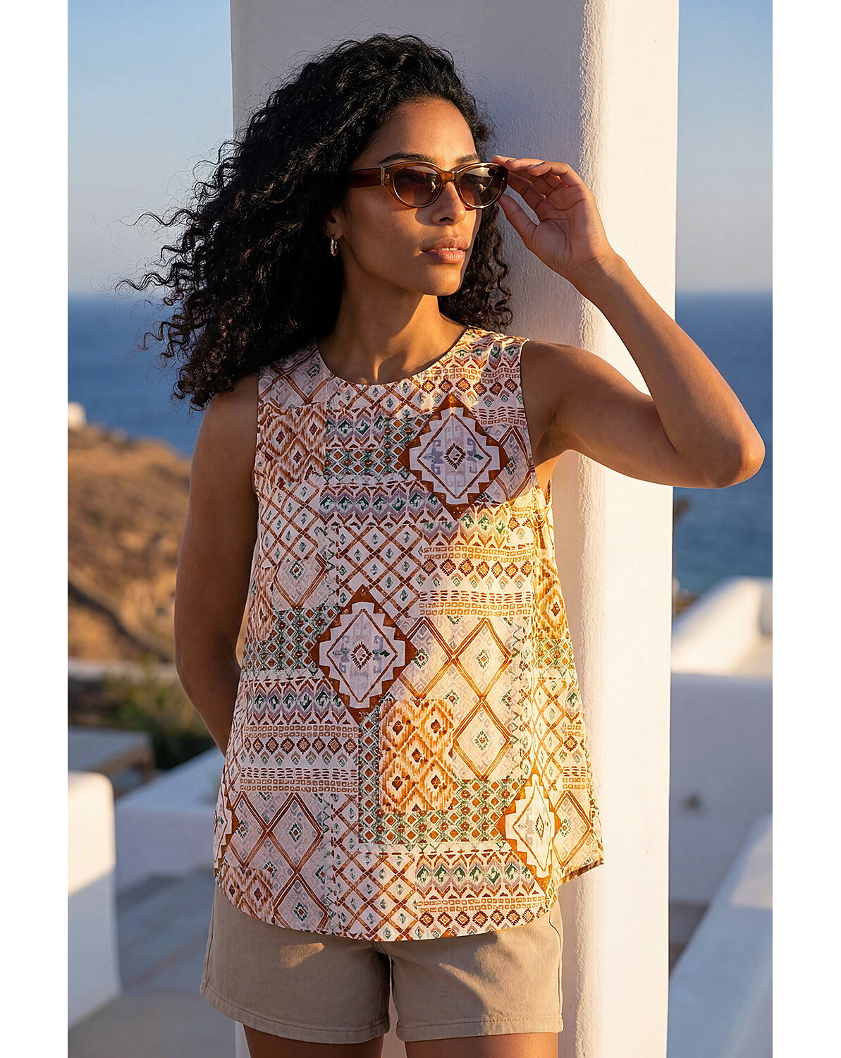 New In - Roman Patchwork Geometric Vest Top