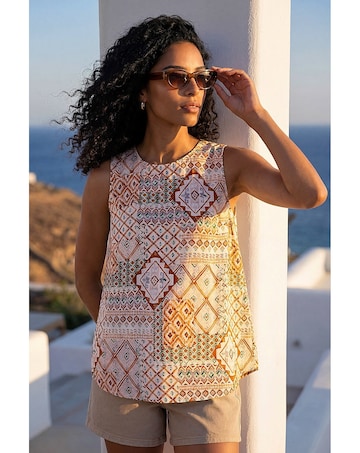 Roman Patchwork Geometric Vest Top