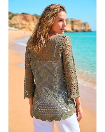 Roman Crochet Lace V-Neck Open Knit