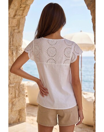 Roman Broderie Buttoned Top