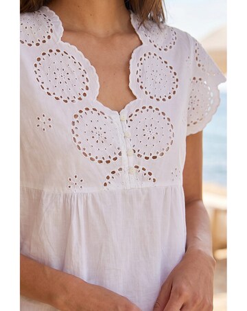 Roman Broderie Buttoned Top