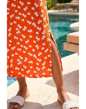 Roman Lemon Print Midi Dress