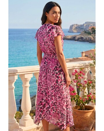 Roman Animal Twist Front Midi Dress
