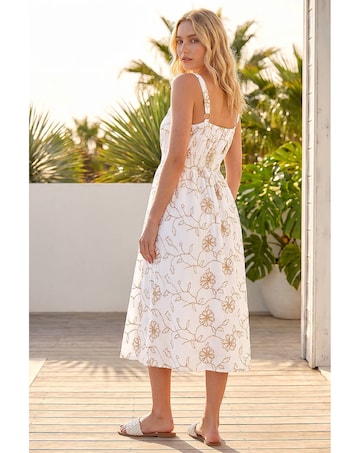 Roman Embroidered Strappy Midi Dress
