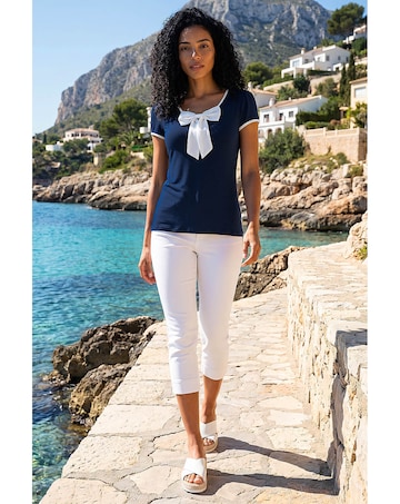 Roman Bow Front Stretch Top