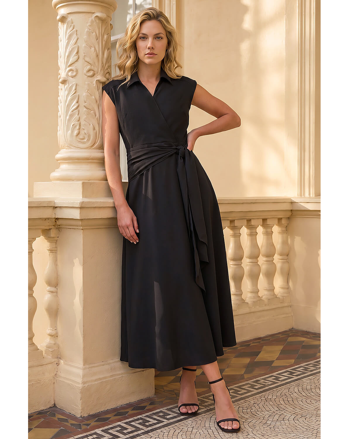 New In - Roman Fit and Flare Tie Dress