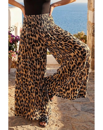 Roman Animal Shirred Palazzo Trouser