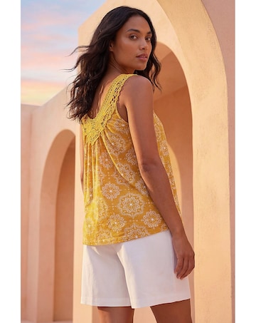 Roman Printed Crochet Trim Vest Top