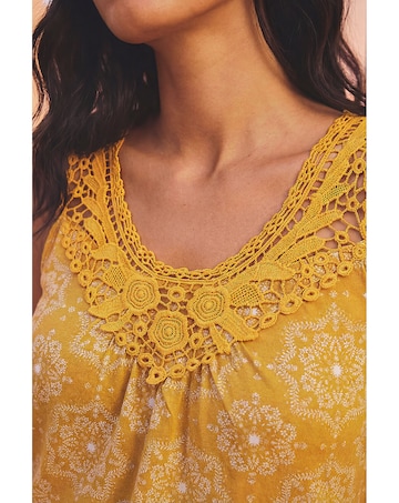 Roman Printed Crochet Trim Vest Top