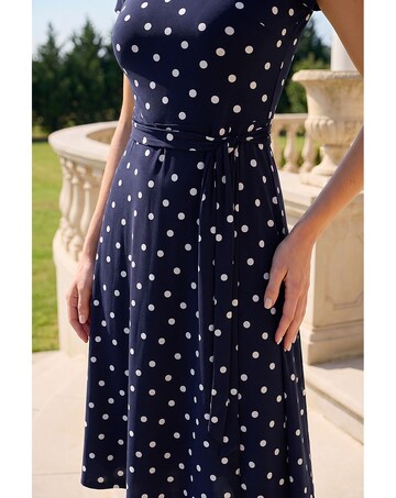 Roman Spot Print Jersey Stretch Dress