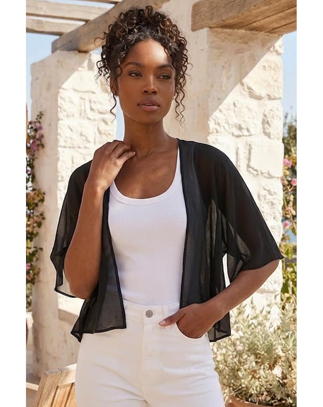 Roman Chiffon Cape Cropped Bolero