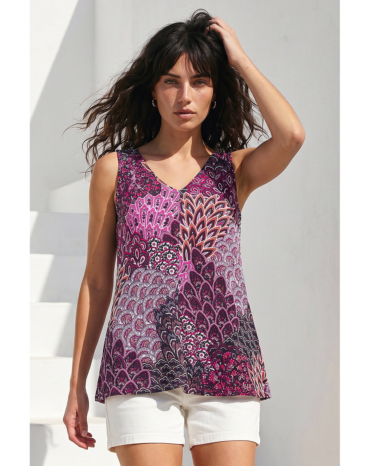New In - Roman Abstract Print Bar Back Vest
