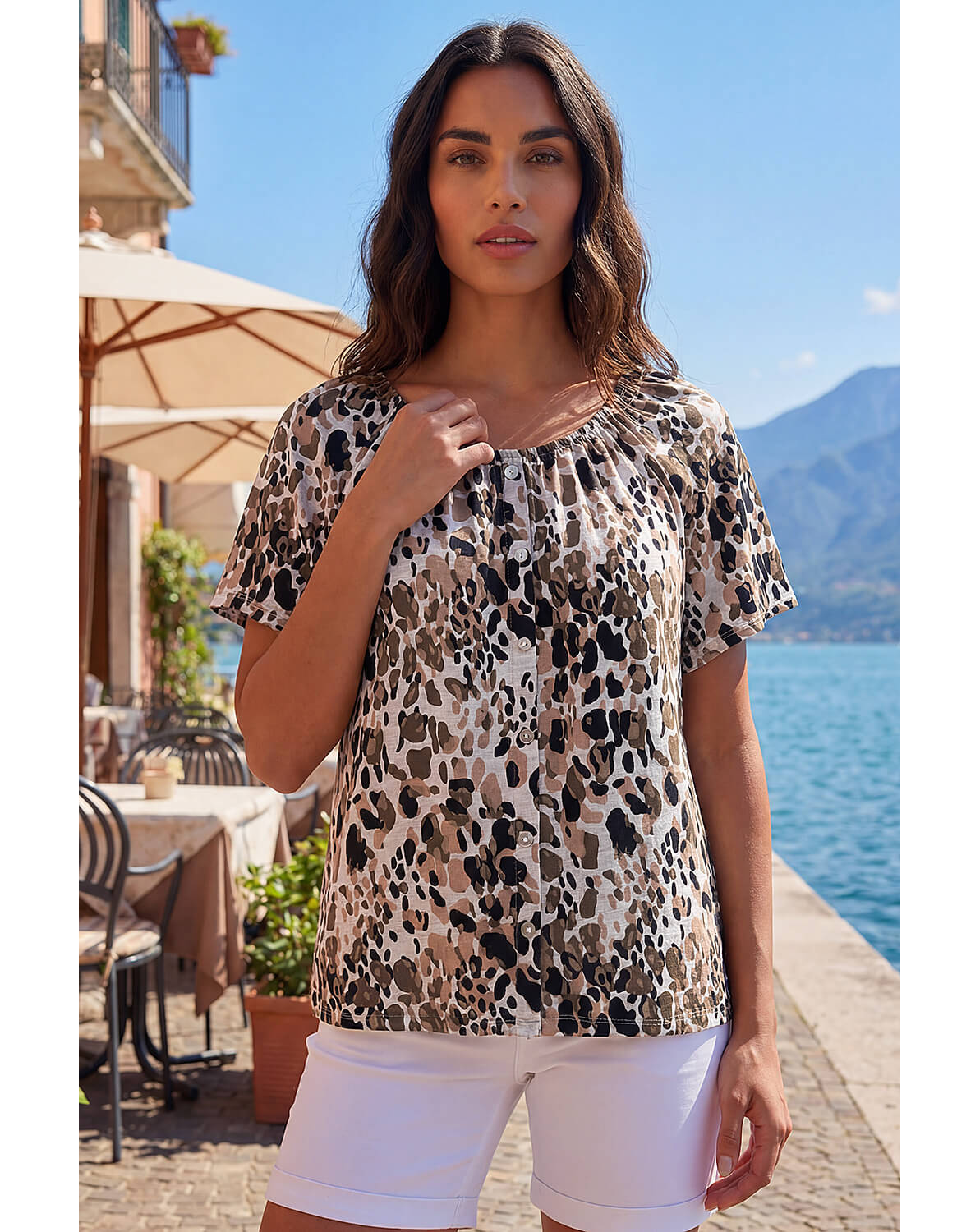 Roman Marl Print Bardot Top