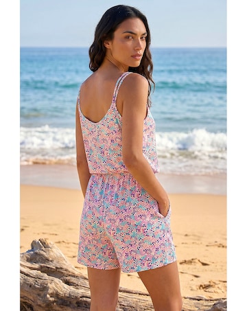 Roman Confetti Print Tassel Tie Playsuit