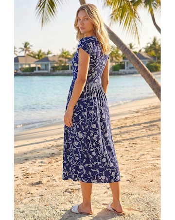 Roman Floral Print Midi Stretch Dress