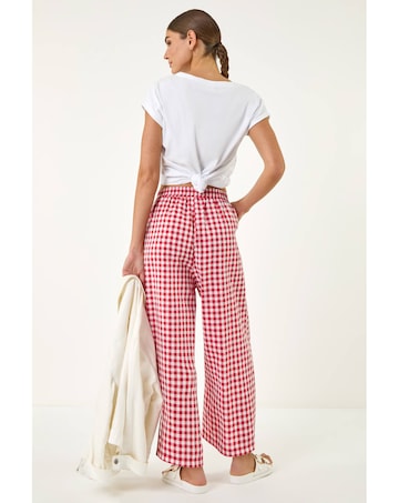 Roman Gingham Tie Waist Cropped Trouser