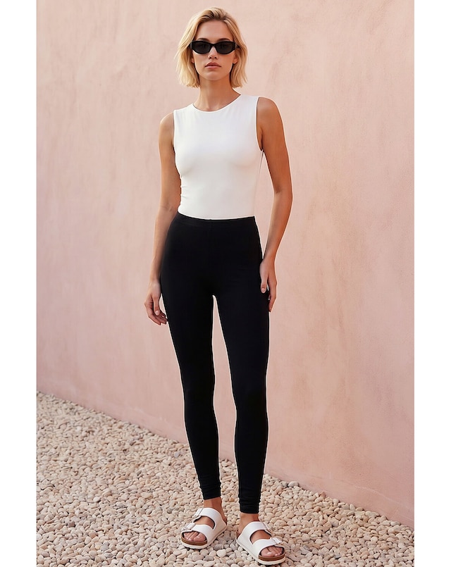 Roman Stretch Elastic Waist Leggings