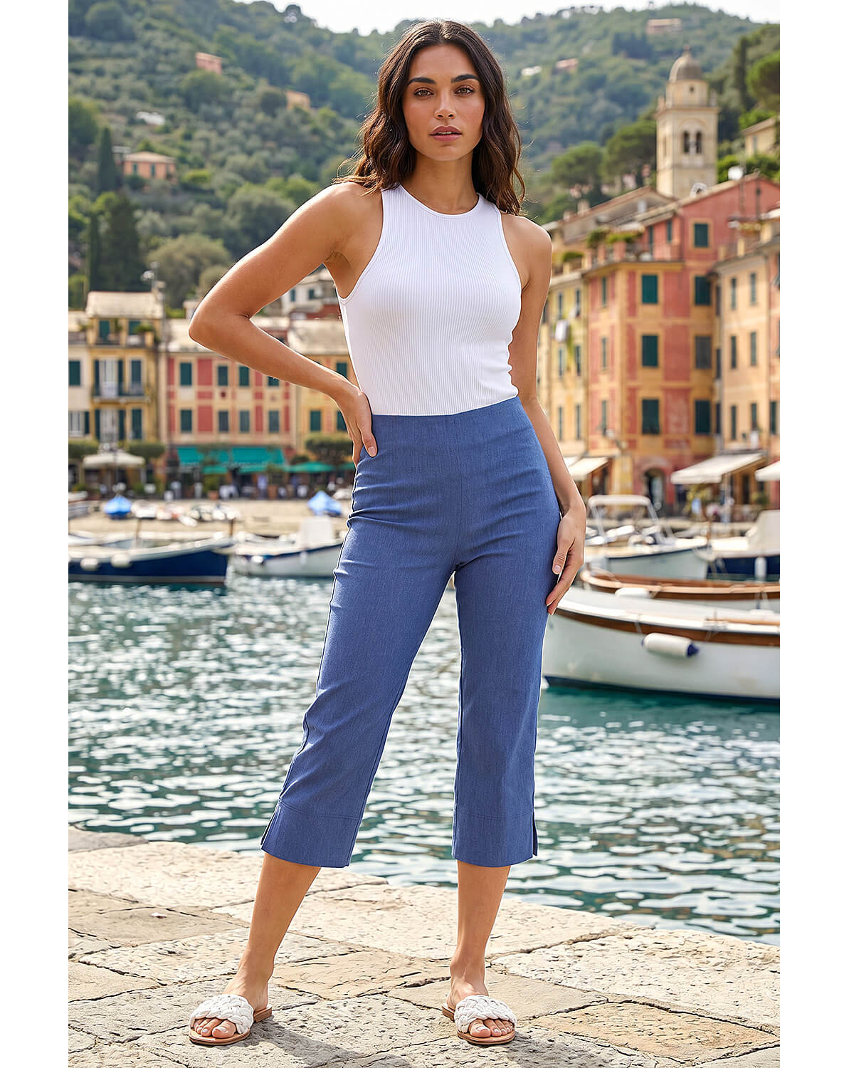 Roman Denim Side Split Stretch Trouser