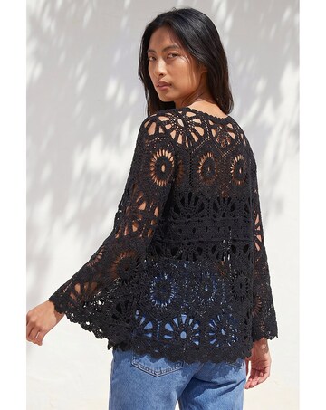 Roman Petite Crochet Flare Sleeve Top