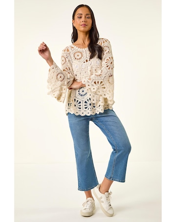Roman Petite Crochet Flare Sleeve Top