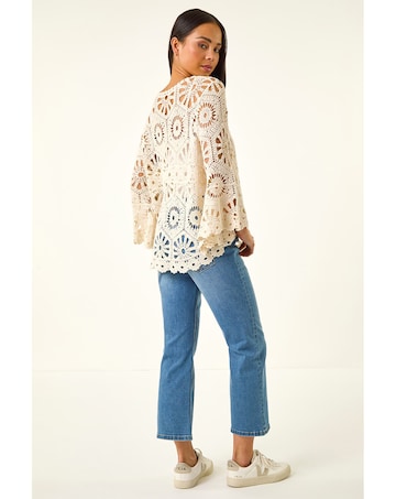 Roman Petite Crochet Flare Sleeve Top
