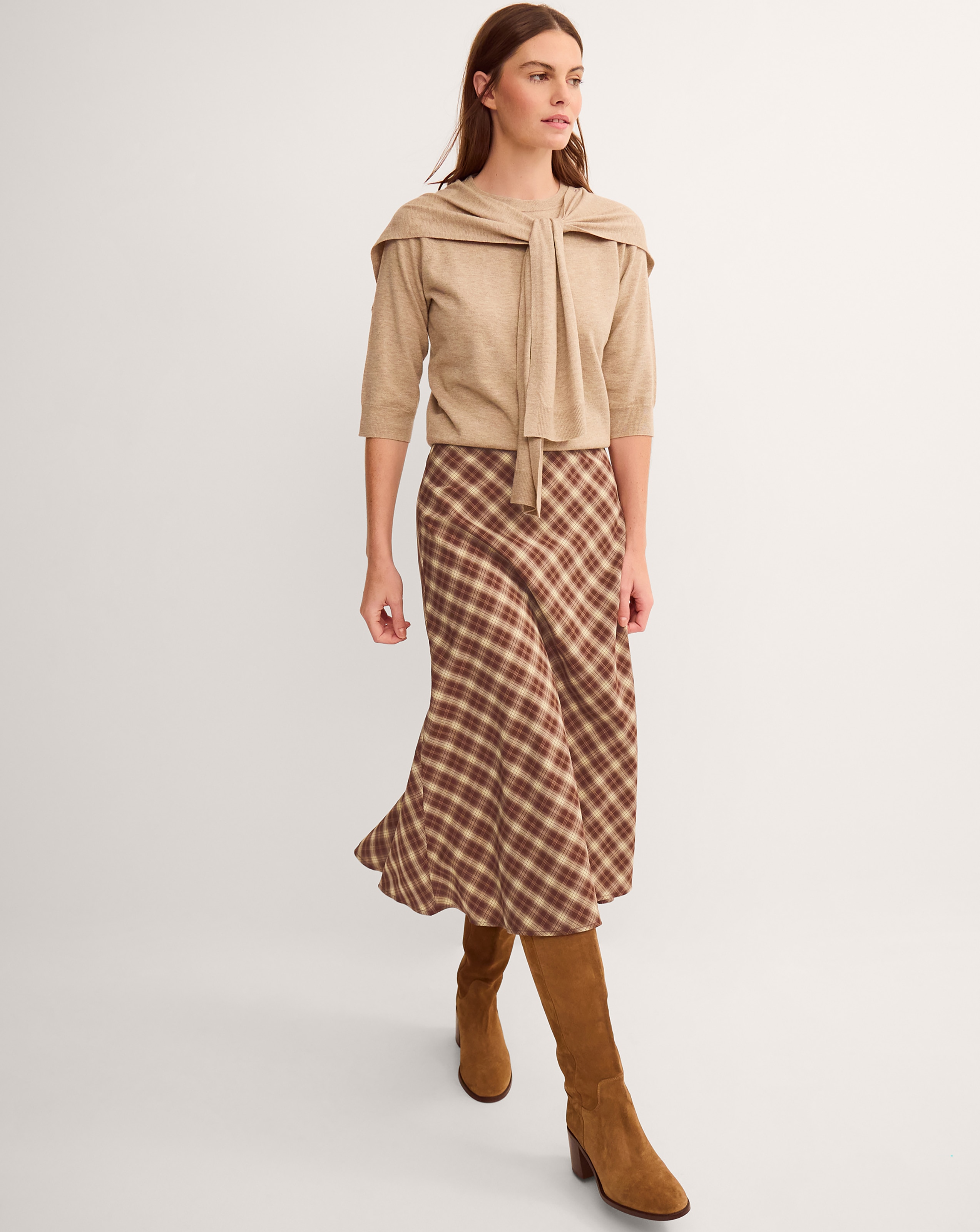 New In - Monsoon Frankie Check Print Midi Skirt