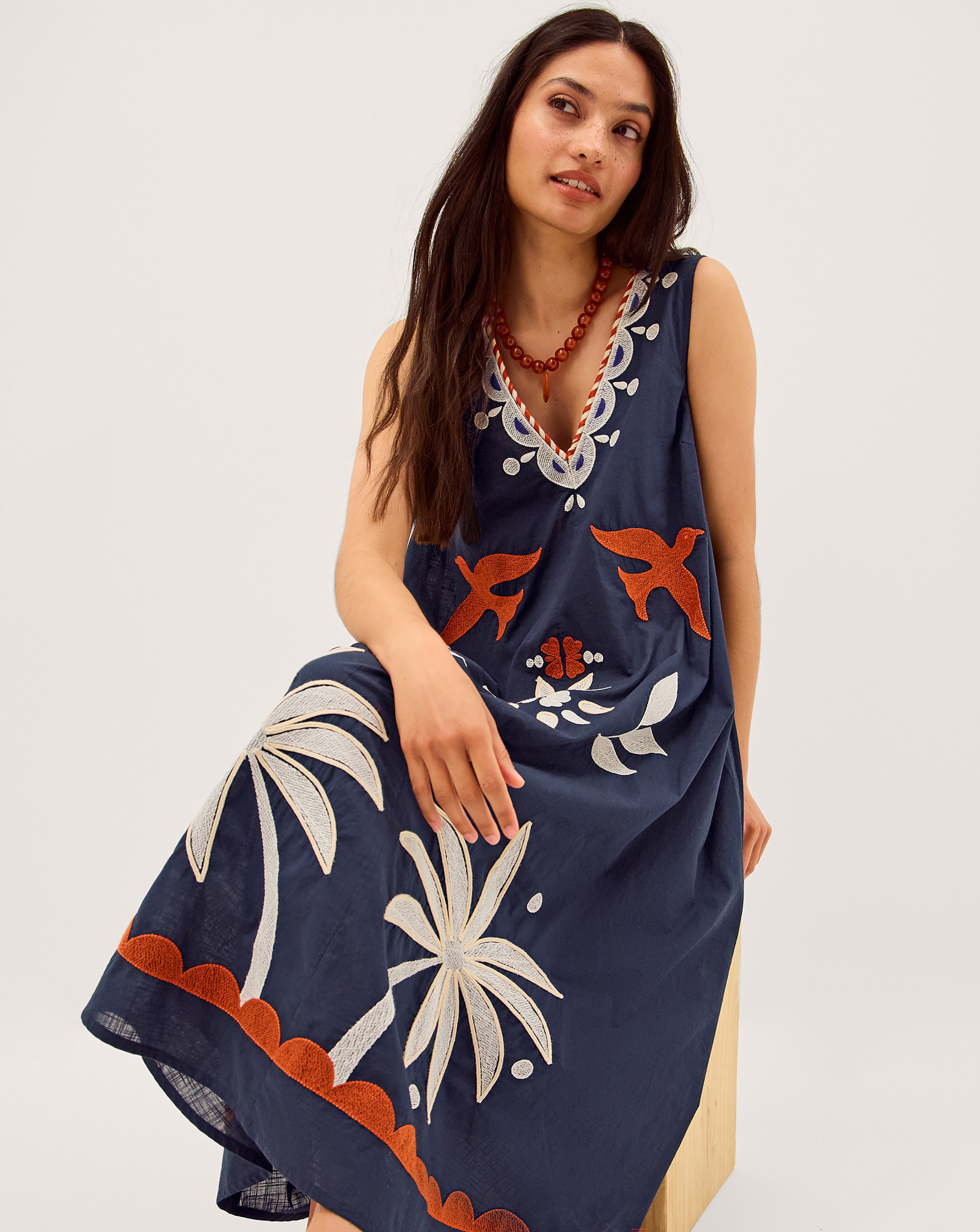 New In - Monsoon Eloise Embroidered Midi Dress