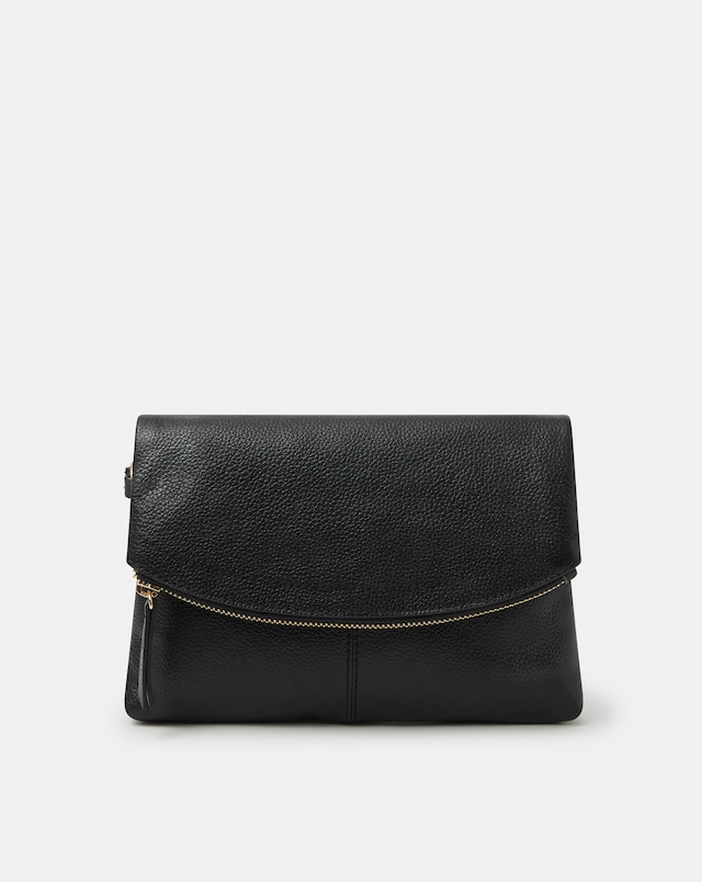 New In - Accessorize Curved Leather Wristlet Bag