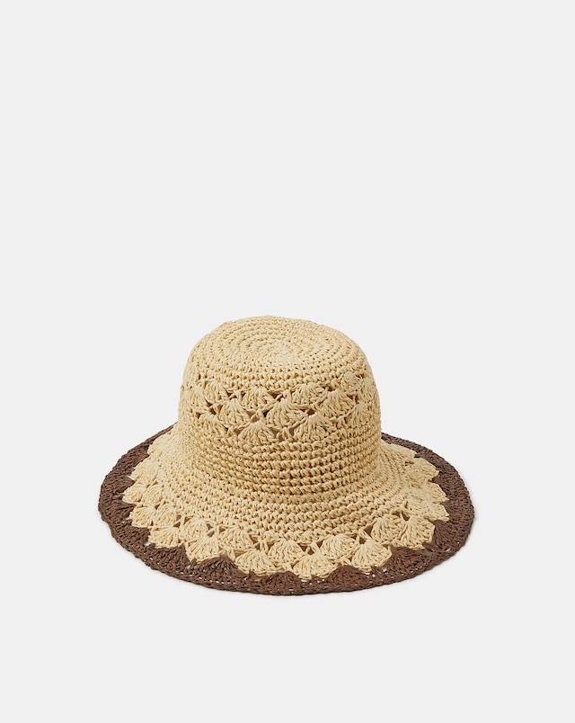 Accessorize  Crochet Straw Bucket Hat