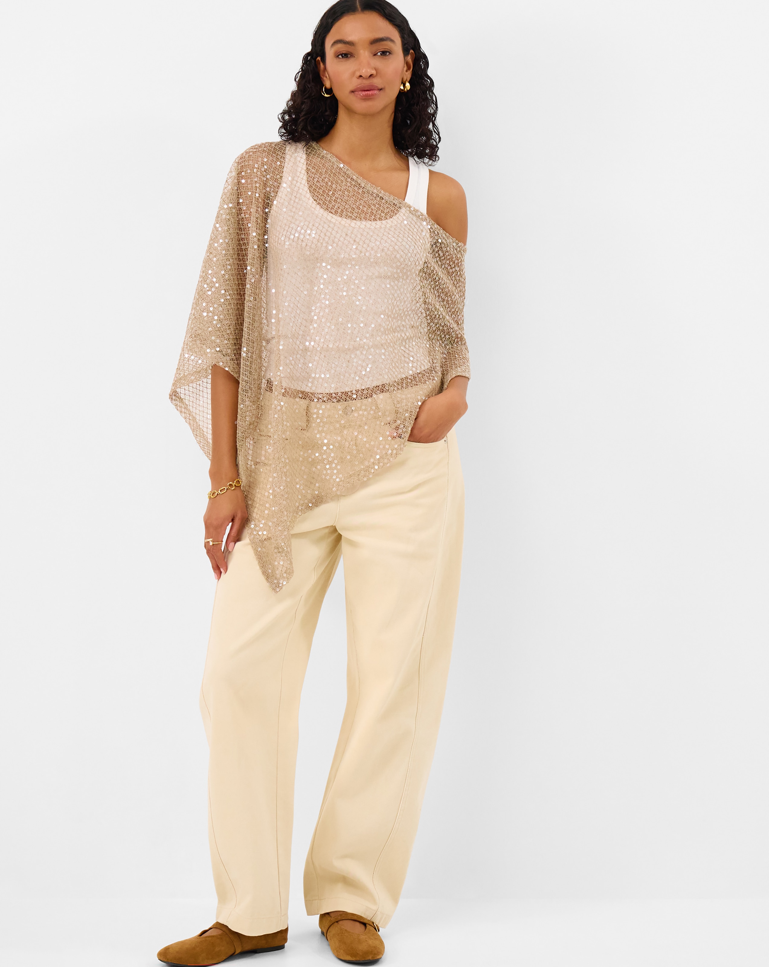 New In - Accessorize Sheer Sequin Poncho
